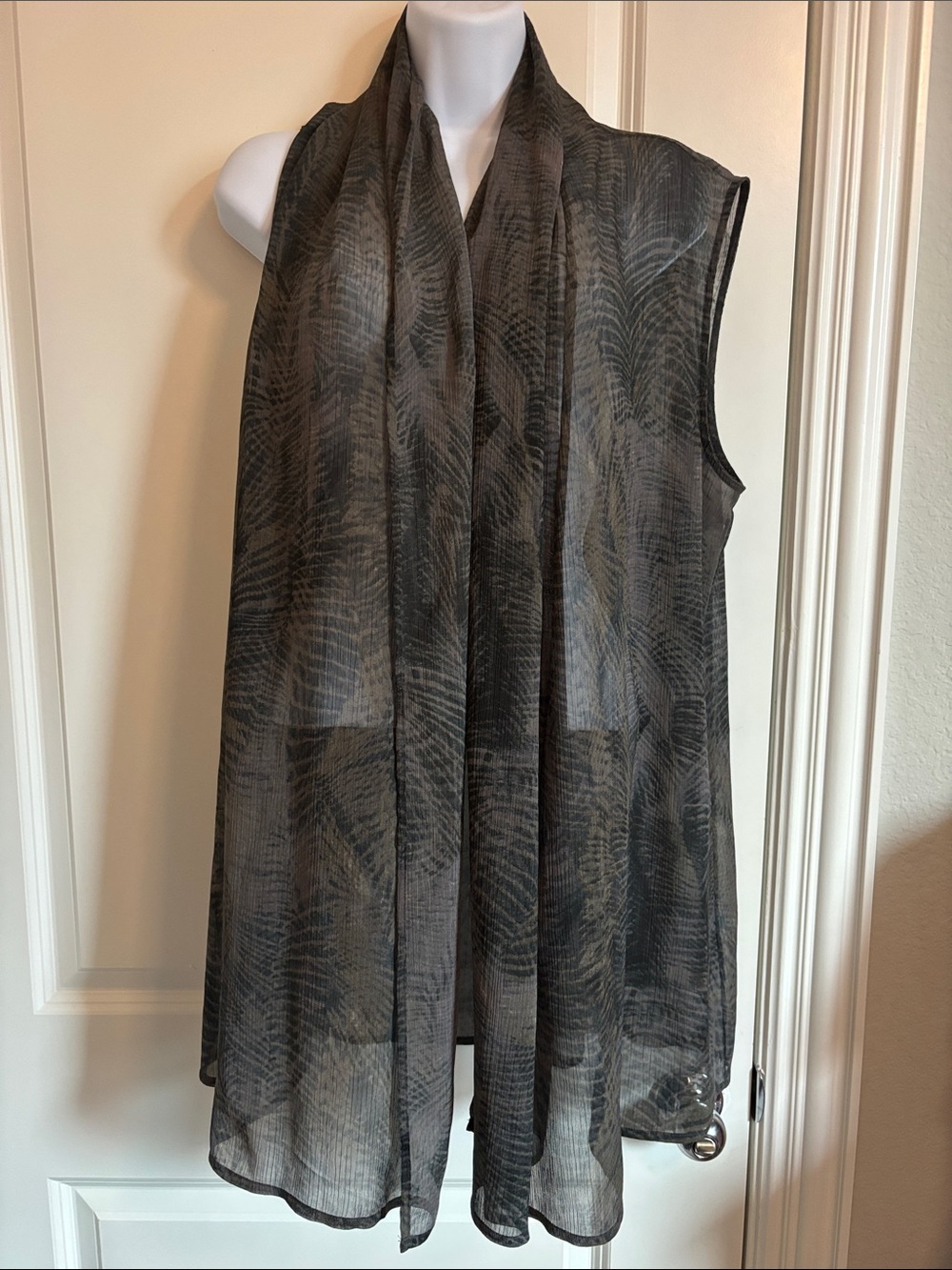 Coldwater Creek Sheer Sleeveless Scarf-Front Tunic cover up - OS #173Sh